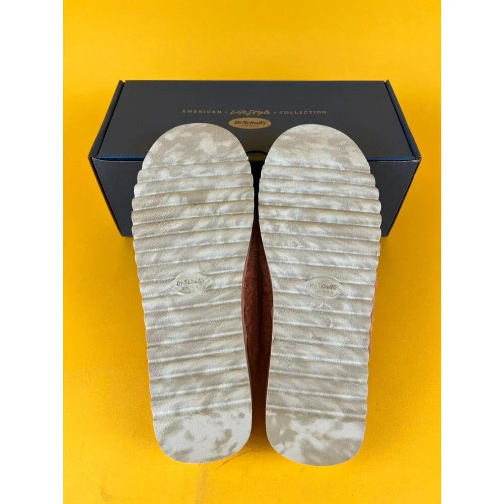 Dr Scholl's Staycay OG Slippers Slide Sandals Womens 8 M Pink Plush Faux Fur NWB_10